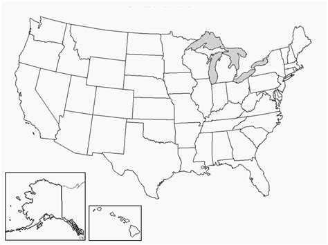 Outline Map Of Usa With States Printable