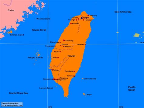 Taiwan Political Map - A Learning Family