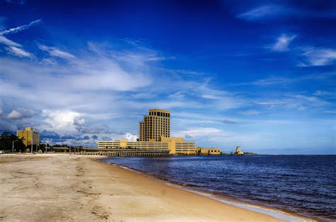 Biloxi, Mississippi, casinos and buildings along Gulf Coast shore ...