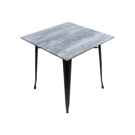 800mm Square Cement Sliq Isotop Table Top with Black Tolix Base | Cafe ...