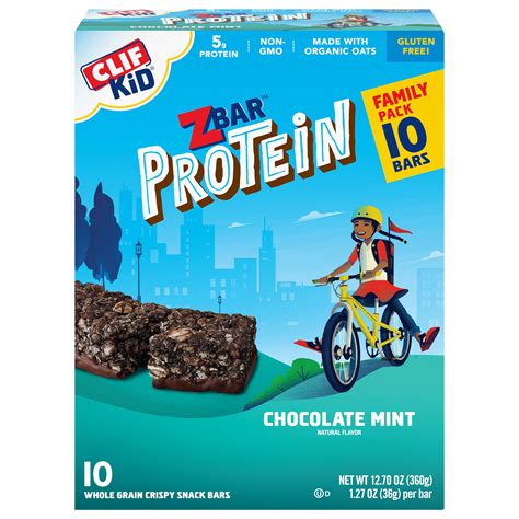 Clif Kid Zbar Protein - Chocolate Mint - Crispy Whole Grain Snack Bars ...