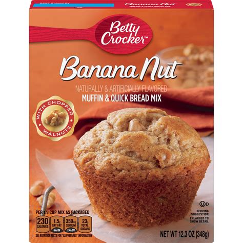 Betty Crocker Banana Nut Muffin and Quick Bread Mix, 12.3 oz - Walmart ...