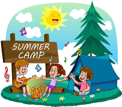 Children enjoying summer camp activities in vector 12576574 Vector Art ...