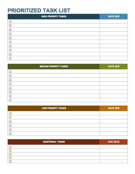 Priority Task List Template