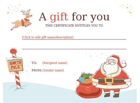 Christmas Gift Certificate Template Free Download (1) | PROFESSIONAL ...