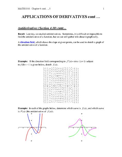 Mod 16 - calc antiderivative. - APPLICATIONS OF DERIVATIVES cont ...