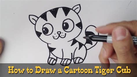 Cartoon Tiger Cub Cute Tiger Drawing Easy - Kopler Mambu