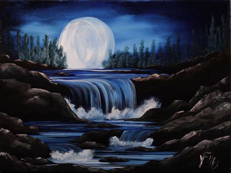 Moon River Step by Step Acrylic Painting on Canvas for Beginners ...