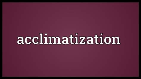 Acclimatization Meaning - YouTube