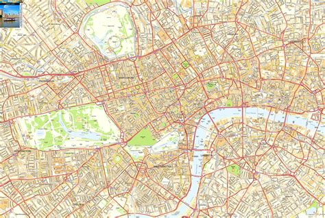 Central London Offline Sreet Map, including Westminter, The City, River ...