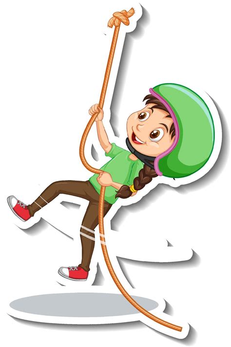 Girl hanging on rope cartoon character sticker 3591563 Vector Art at ...