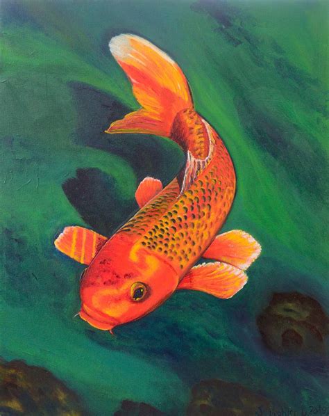 Koi carp Painting by Lina Sokolovska | Saatchi Art