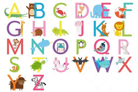 Animal Alphabet Clipart,Uppercase Letter Graphic by ClipArtisan ...