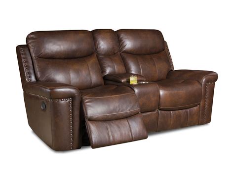 Softie Driftwood Italian Leather Reclining Loveseat w/Power Headrests ...