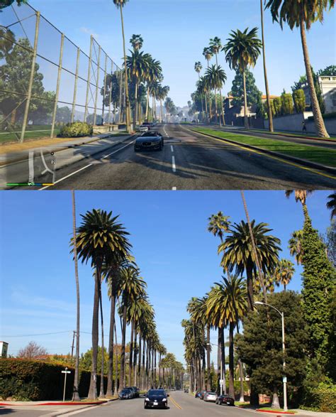 GTA V In-Game Los Santos vs Real-Life Los Angeles Screenshot Comparison ...