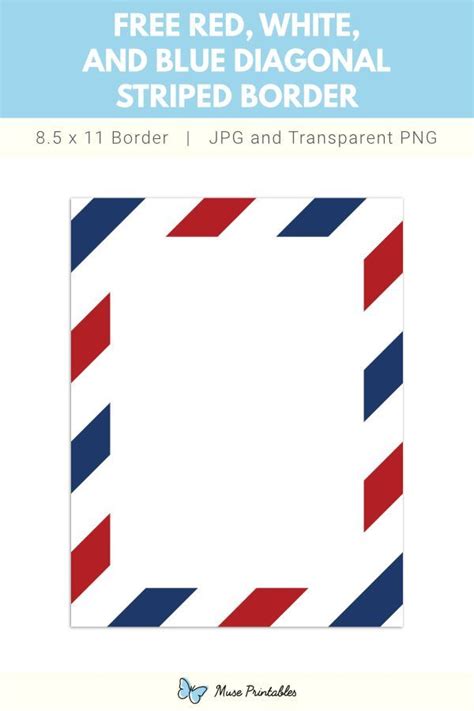 Red, White, and Blue Diagonal Striped Page Border | Diagonal stripes ...