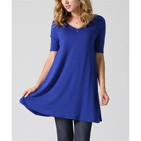 42POPS Royal Blue Boatneck Tunic ($13) liked on Polyvore featuring tops ...