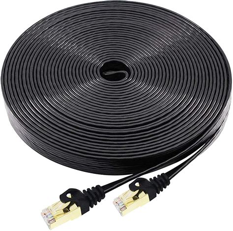 Cat7 Ethernet Cable 100 FT with Cable Clips, BUSOHE Cat-7 Flat RJ45 ...