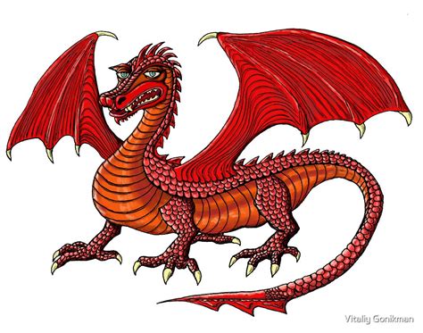 "Red Dragon cartoon drawing art" by Vitaliy Gonikman | Redbubble