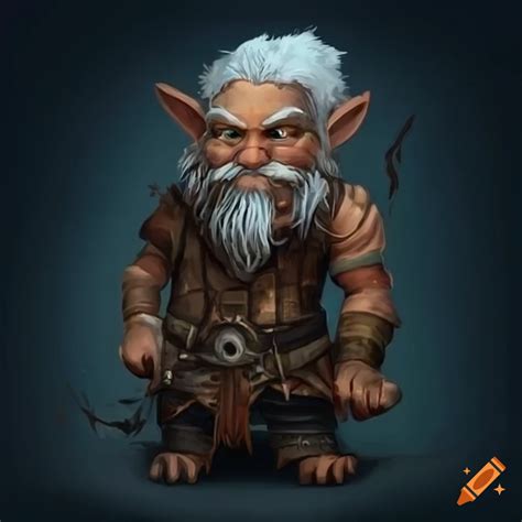 Male deep gnome character with dark grey skin and white hair in ...