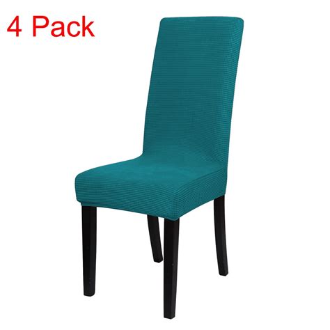 Piccocasa 4 Piece Jacquard Knitted Chair Covers for Dining Room,Teal ...