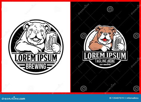 Cute and Friendly Bulldog with Beer Vector Logo Template Stock Vector ...