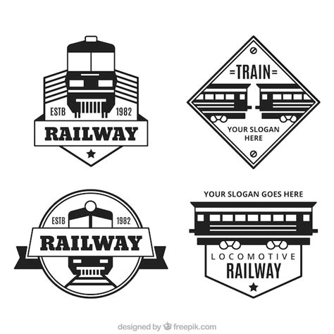 Free Vector | Collection of decorative logos with trains in flat design