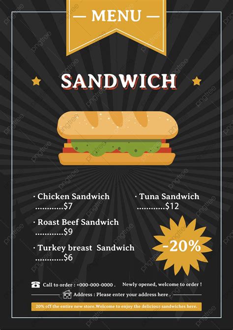 Retro Cartoon Sandwich Menu Template Download on Pngtree