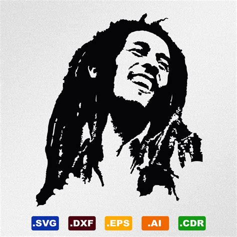 Bob Marley Portrait Svg Dxf Eps Ai Cdr Vector Files for | Etsy