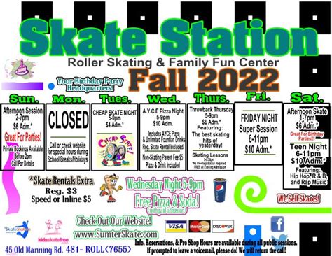 Roller Skating Rink Sumter, South Carolina – Skating Schedule