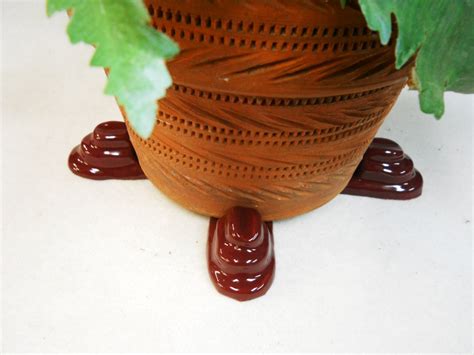 Ceramic Pot Feet Tiered Burgundy Wine Glazed set of 4