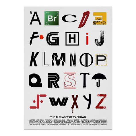 The alphabet of tv shows poster | Zazzle