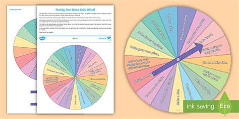 Family Fun Ideas Spin Wheel Activity (l'insegnante ha fatto)