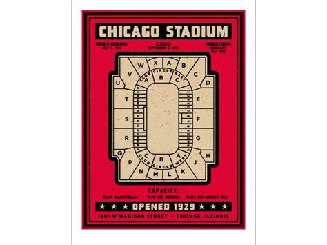 CHICAGO STADIUM Seating Chart Diagram Poster Print 12x18 | Etsy