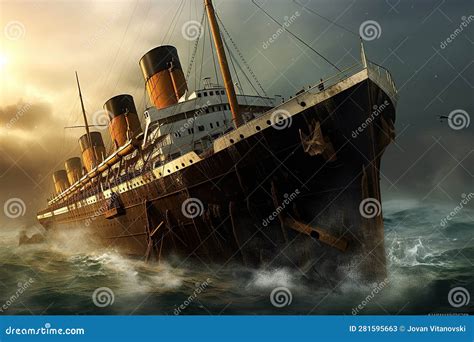 Sinking of the RMS Titanic Generative AI Stock Illustration ...