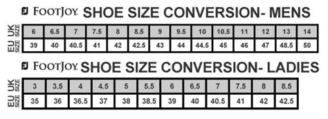 Footjoy Shoe Sizing Chart