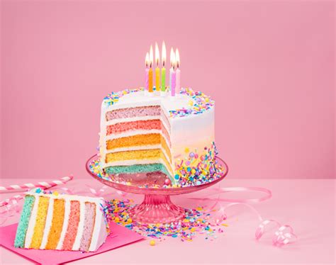 Birthday cake with candles and pink background free download