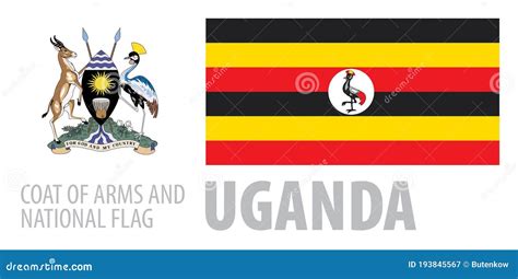 Vector Set of the Coat of Arms and National Flag of Uganda Stock Vector ...