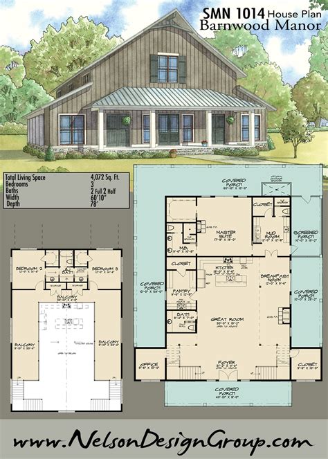 House Plan 1014 Barnwood Manor, Farmhouse House Plan | Barn style house ...