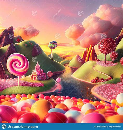 Candy Land, Fantasy, Landscape Stock Illustration - Illustration of ...