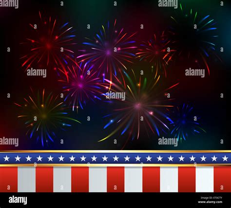 American Independence Day Fourth of July fireworks background Stock ...