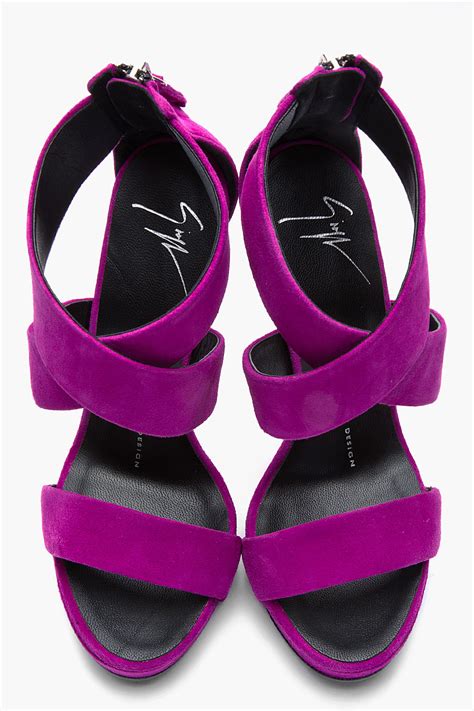 Giuseppe Zanotti Purple Suede Sculpted Alien Heels in Purple - Lyst