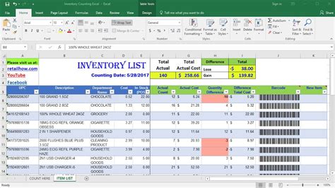 Smart Excel Barcode Inventory Template Tornado Diagram