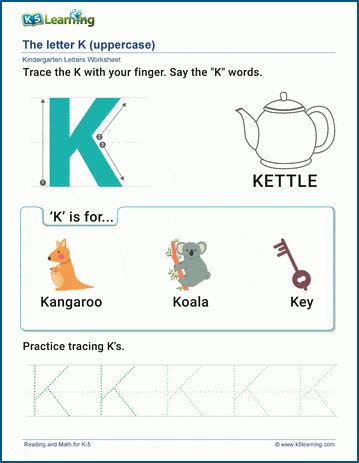 The Letter K Worksheet | K5 Learning