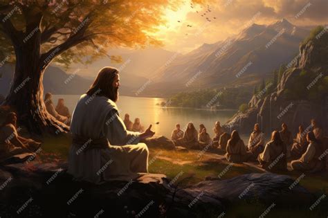 Premium AI Image | jesus christ bible holy mountain sermon