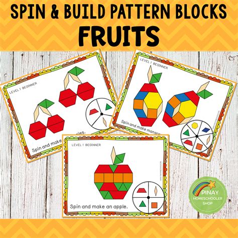 [1FALL] Fruits Pattern Blocks Spin and Build – Pinay Homeschooler Shop