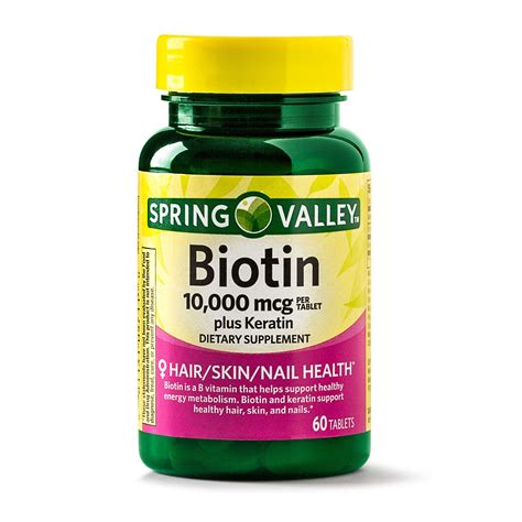 Spring Valley Extra Strength Biotin Plus Keratin Tablets Dietary ...