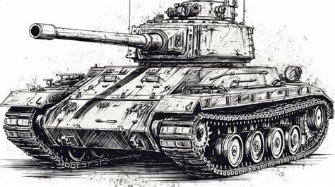 Premium Photo | Drawing sketch of a military tank generative ai