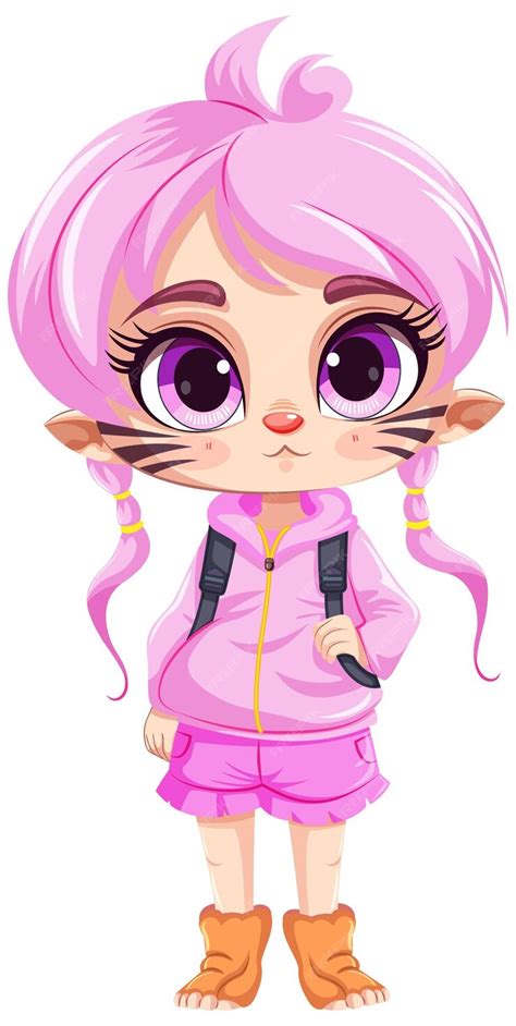 Premium Vector | A Cat Human Hybrid in Fantasy Cartoon Style