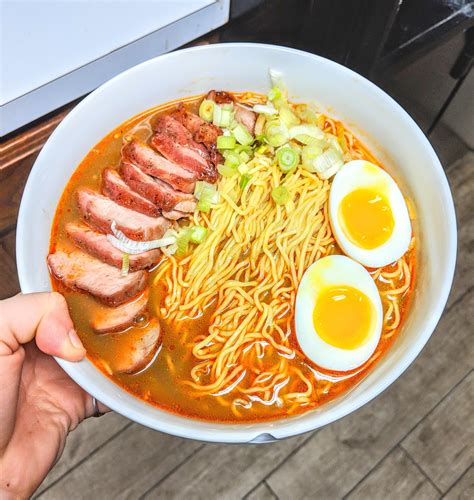 [Homemade] Spicy miso-chicken ramen topped with char siu pork, soft ...